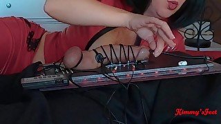 Cruel femdom estim sounding deep electro urethral sound cock torture tied cock bondage