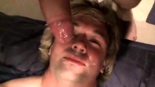 Fucking the twink's mouth and cumming on his face