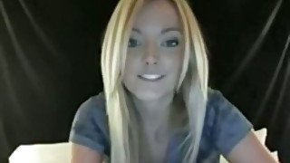 Voracious blond haired babe fingerfucks her pussy on camera