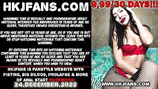 Hotkinkyjo in sexy red bra take mrhankey big fist plug in her ass, fisting herself & anal prolapse