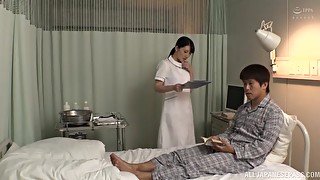 Hot ass Japanese nurse drops her panties to ride a fat dick