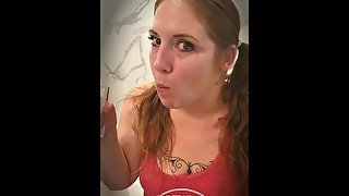 Amateur Wife Piss Whore Fills and Swallows Shot Glass of Piss Multiple Times Without Spilling