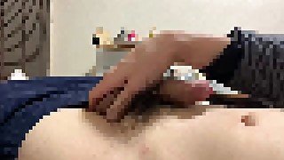 (素人男子)騎乗位を想像しながらしこしこオナニー！精子を大量射精！！