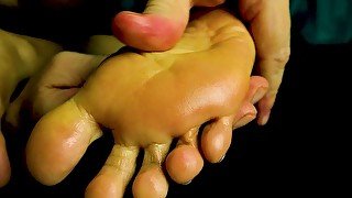 Close up Little Latina Foot Massage