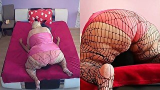 Spider net pantyhose facesitting by a SSBBW