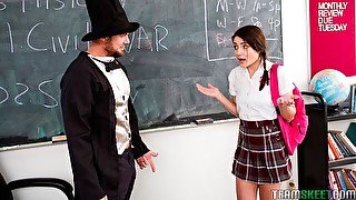 Raven-haired hottie Adria Rae is trying hardcore sex with her teacher