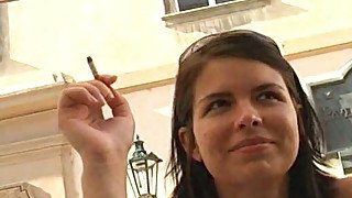 Zuzinka shows her pussy upskirt on the street