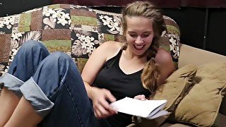 PART 1: Step Sister gets Horny reading erotica to Bro POV - Harper the Fox