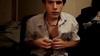 Solo striptease to a twink playing with his dick