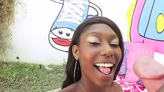 Ebony Faith Love is sucking this dick sweet