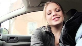 Beautiful stranded teen Alessandra Jane banged in the car