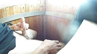 Masturbation cock and cumshot outdoor