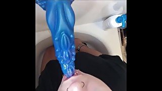 Salivating Alt Girl Sucks Alien Dildo