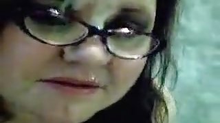 Chubby wife doesnt mind getting jizzed in her glasses