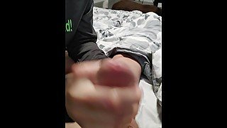 Cheating wife gives me a quick aggressive handjob. I Cum extremely hard