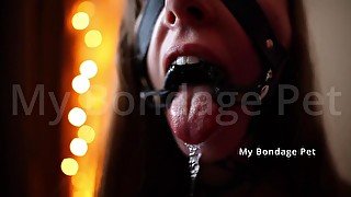 MY BONDAGE PET Drools in a Muzzle Ring Gag