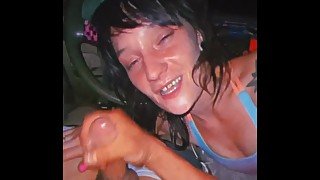 cum shot at end of skaterbabe sonic blossoms face from lil step brothers first reality car bj