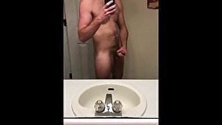 Stud Cum and then Male Squirt on Mirror