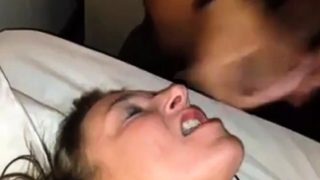 Hubby tells his girl to swallow cum