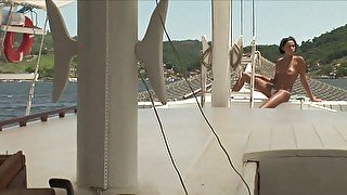 Sweet latina babe gets anal sex on boat