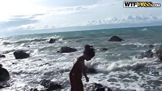 Sexy Russian teen 18+ Bella adores posing on the beach!