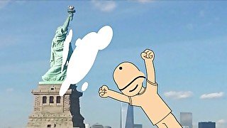 Penis cums all over the Statue of Liberty / Grounded