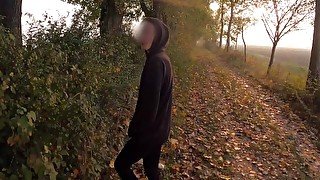 Cute vampire girl sucks my cock outdoor in eats my cum! risky public blowjob HD 4K