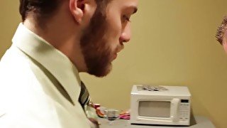 Horny office hunk gets ass pounded