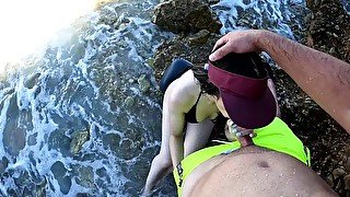 Perfect Blowjob on the Beach ending with a face full of CUM!!