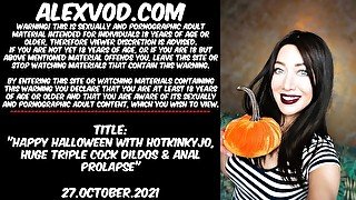 Happy Halloween with Hotkinkyjo, huge triple cock dildos & anal prolapse