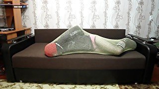 Encasement bondage in fishnet cocoon