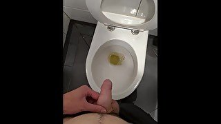 Man piss in the public toilet POV  4K