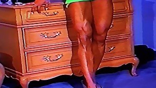 Extreme Muscular Calves Show in Green Dress and Heels by LDR (Calf Queen)