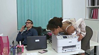 Quickie fucking on the office table with secretary Luna Corazon