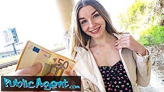 Public Agent - Cute young long haired Ukrainian talked into having sex with a stranger outdoors