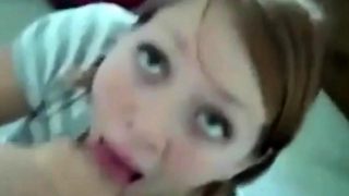 Cute girls sucks and strokes to get the cum in her mouth