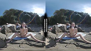 Matty Risky Public Dildo Masturbation On Beach Cheri Rebeka Ruby Sunbathing Background