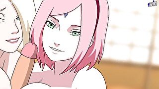 Naruto anime hentai cartoon compilation Sakura Ino Sarada Boruto titjob riding sex kunoichi trainer