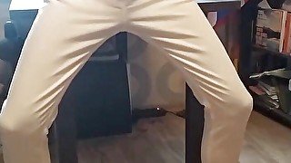 Handjob in white jeans