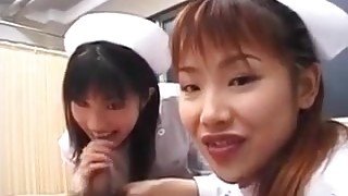 Saki Mutoh And Other Nurse In Uniform Suck Same Patient Cock