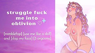 Struggle fuck masturbation fantasy  My dildo is your cock!  ASMR