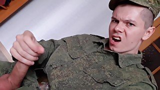 Russian soldier with big cock and dirty talk