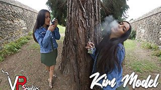 Kim Model - Mighty Oak; Smoke Break With Beautiful Brunette