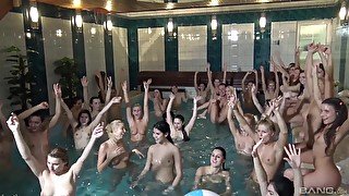 Wild orgy in the public pool with kinky pornstar Vanessa Decker