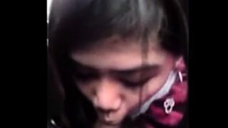 Filipina teen blowjob in car beside police van