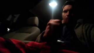 Risky Public Masturbation in Car at Night