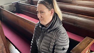 Acolyte Fucks Horny Blonde Milf In The Church! Receive The Blessed Sperm!