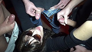 Slutwife gets 30 loads in the basement of a club