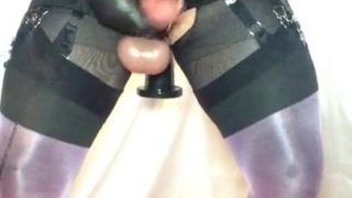 MEGA-SLUT SISSY PLAYS SALAMI WITH JISM SPUNK JIZZ