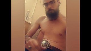 Hot bearded guy Jacks off and moans